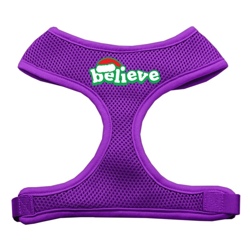Believe Screen Print Soft Mesh Pet Harness Purple Medium
