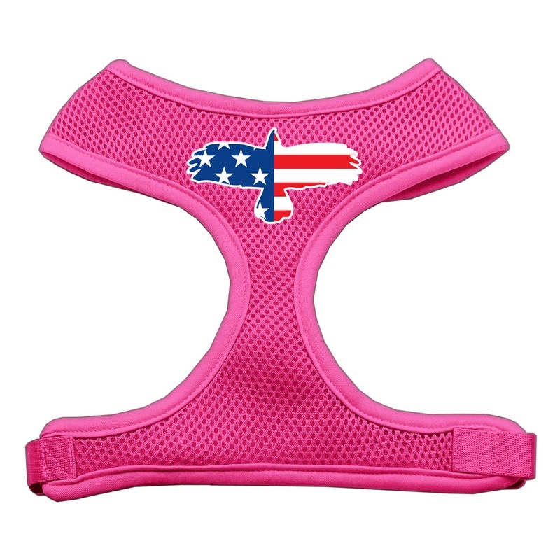 Eagle Flag Screen Print Soft Mesh Pet Harness Pink Extra Large