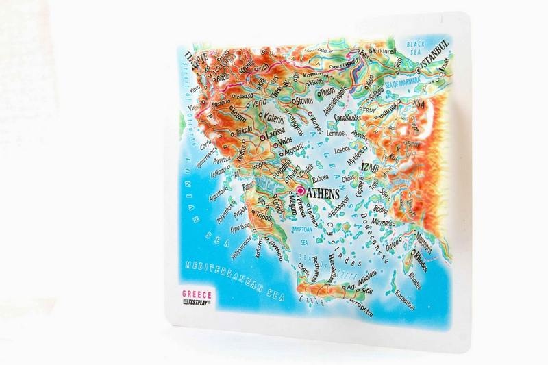 Greece Raised Relief Map, Souvenir Size