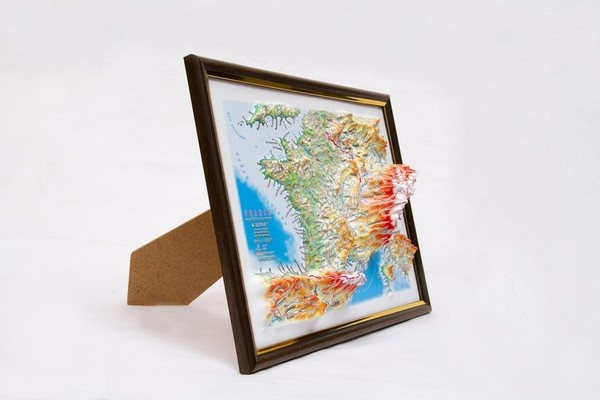 France Raised Relief Map, Gift Size (12" X 9")