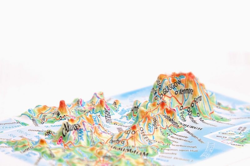 United Kingdom Raised Relief Map, Souvenir Size