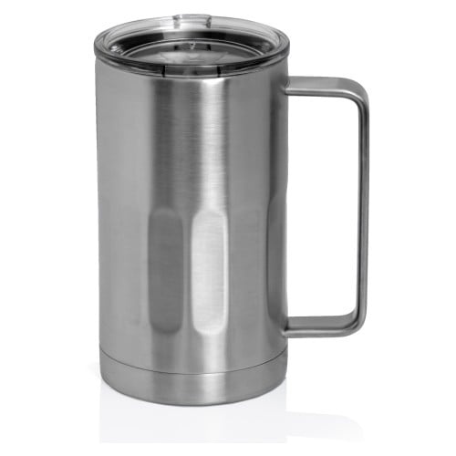 Stainless Steel 20 Ounce Double Walled Vacuum Beer Mug With Lid
