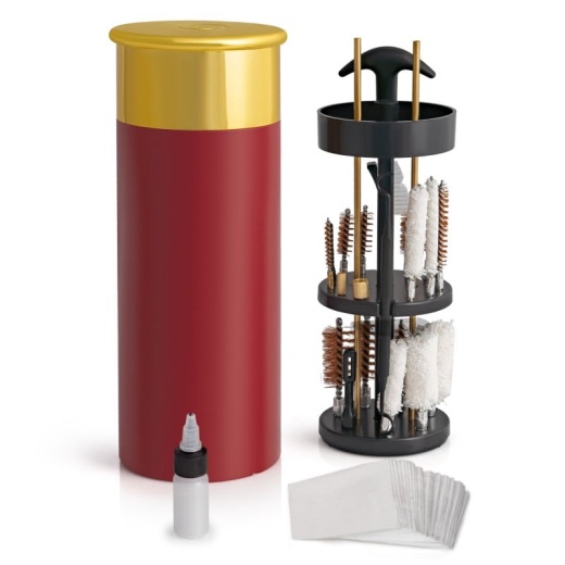 Wild Shot Deluxe Gun Cleaning Kit with Aluminum Shotgun Shell-Shaped Storage Case