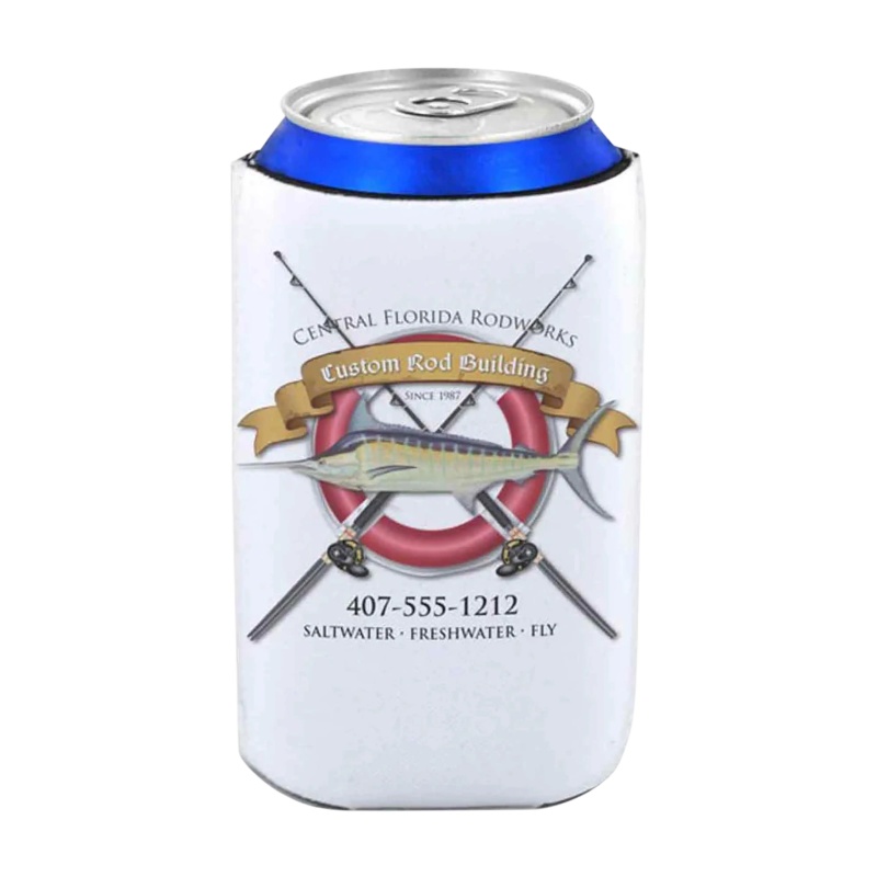 Mud Hole Personalized Can Koozie 002 - Life Ring With Crossing Rods