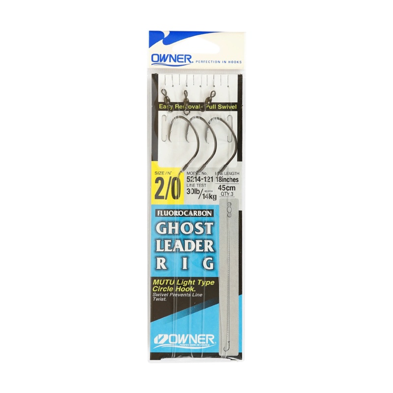 Owner Ghost Leaders W/ Circle Hook - 3Pk