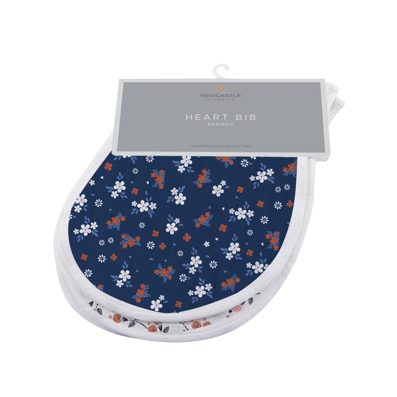 Blooms Floral Bamboo Heart Bib 2Pk