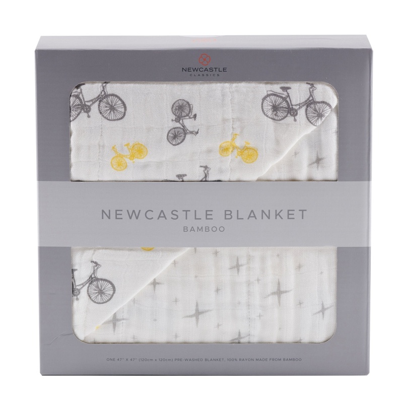 Vintage Bicycle And Northern Star Bamboo Muslin Newcastle Blanket