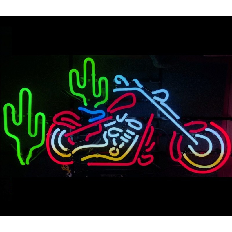 Chopper With Cactus Neon Bar Sign