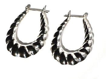 Sterling Silver Pair Shrimp Hoop Earrings