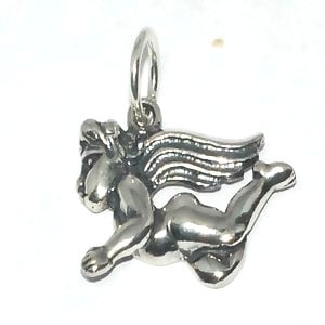 Sterling Silver Flying Angel Charm Pendant