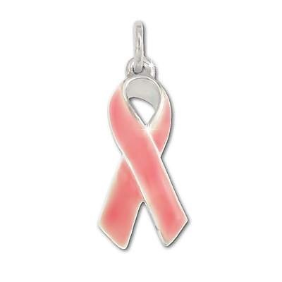 Sterling Silver Remembrance Awareness Ribbon Pink Pendant
