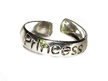 New Sterling Silver Toe Rings With Princess Etched In