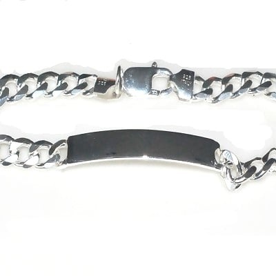 Sterling Silver Italian 8 Inch Id Bracelet 6.5Mm Wide