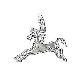 Sterling Silver Diamond Cut Galloping Horse Pendant