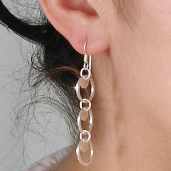 Sterling Silver Triple Circle Dangle Earrings