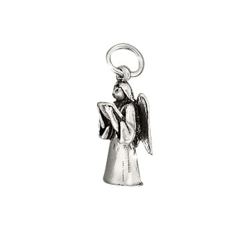 Sterling Silver Angel Holding Hymnal Charm Pendant