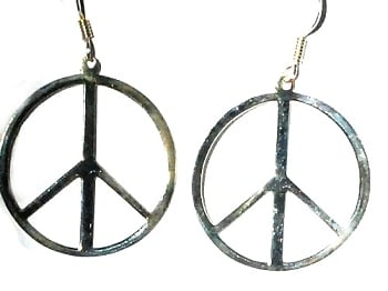 Sterling Silver Peace Symbol Dangle Earrings