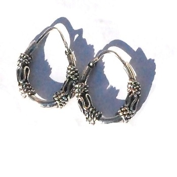 Sterling Silver 18Mm Bali Style 4 Coils And 2 S Waves Hoop Earrings