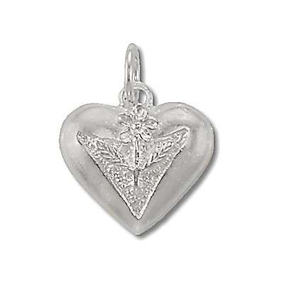 Sterling Silver Heart With Flower Center Pendant
