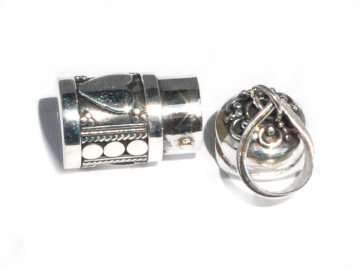 Sterling Silver Cylinder Prayer Box Pendant with Hearts and Circles