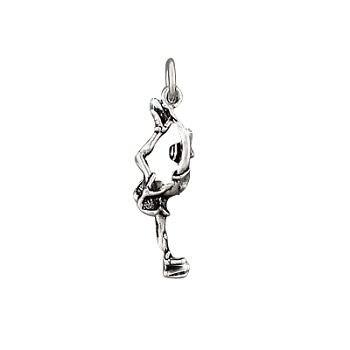 Sterling Silver Ice Skater Dancer Biellmann Spin Charm Pendant