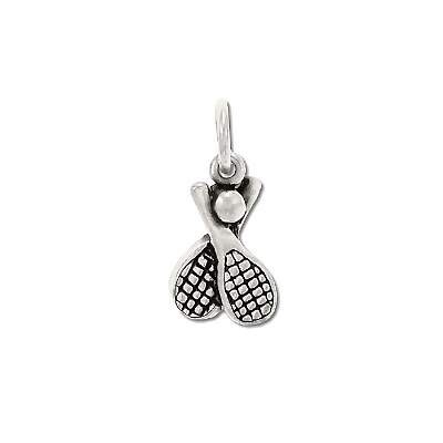 Sterling Silver Crossed Racquet & Ball Pendant
