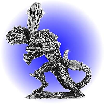 Militant Lizard Pewter Figurine - Lead Free