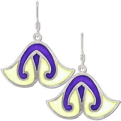 Sterling Silver Stained Glass Bell Flower Dangle Earrings