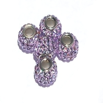 Swarovski Crystal Bead Lilac Color Sterling Silver Core