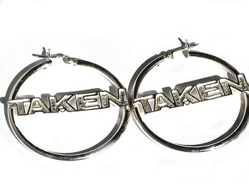Sterling Silver Wide Taken Hoop Earrings