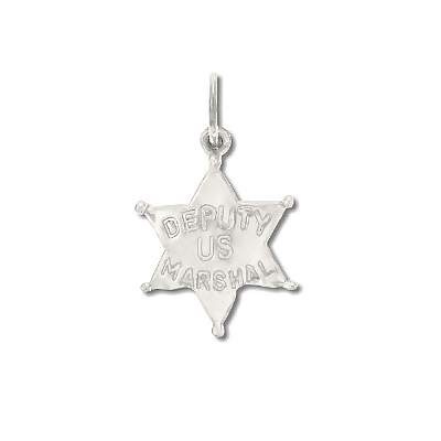 Sterling Silver 925 Deputy US Marshal Badge Pendant