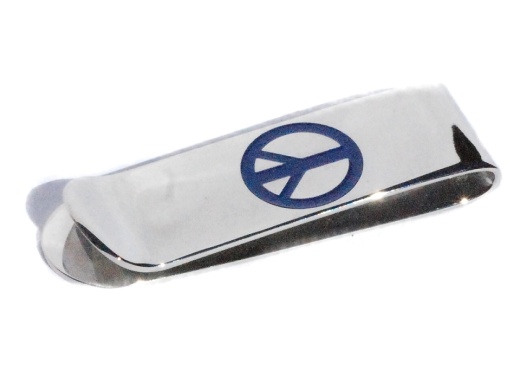 Stainless Steel Engravable Peace Sign Money Clip