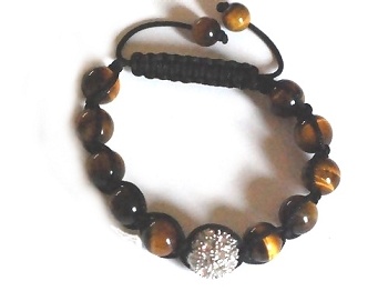 Tranquility Friendship Bracelets with Rhinestone and Tiger Eye Beads