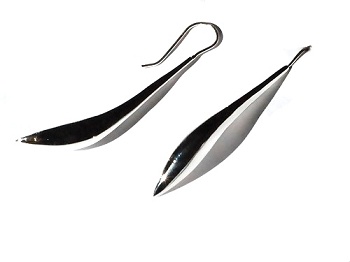 Sterling Silver Long Graceful Curved Dangle Earrings