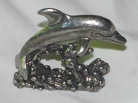 Dolphin Riding Wave Pewter Figurine - Lead Free