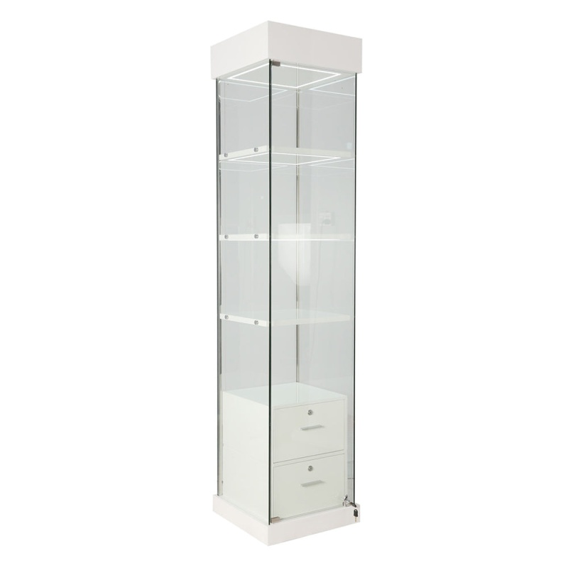 Glass Display Jewelry Showcase With Led Lighting System - (H) 86.5 X 19.5(W) X 19.5 (D)