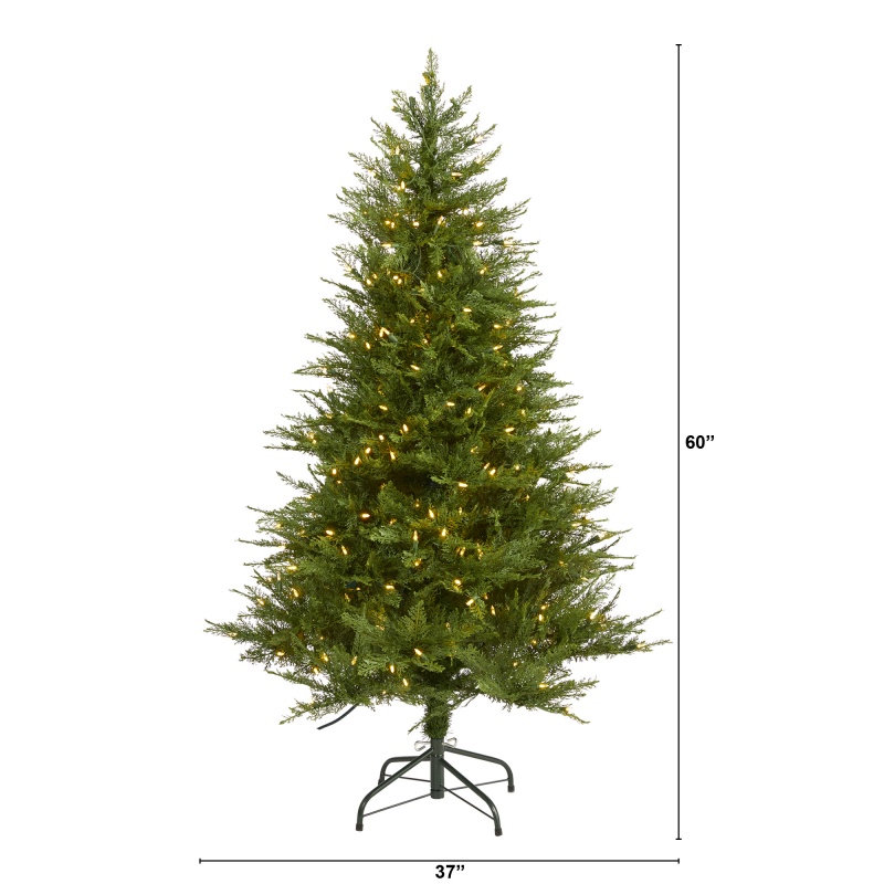 5’ Wisconsin Fir Artificial Christmas Tree With 250 Warm White Led Lights And 578 Bendable Branches