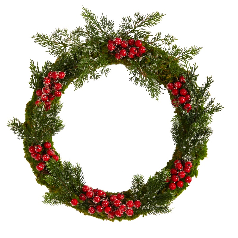 20" Iced Pine And Berries Artificial Christmas Wreath