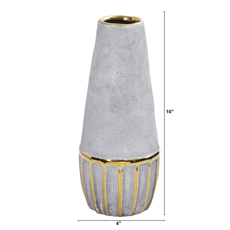 10” Regal Stone Decorative Vase With Gold Accents