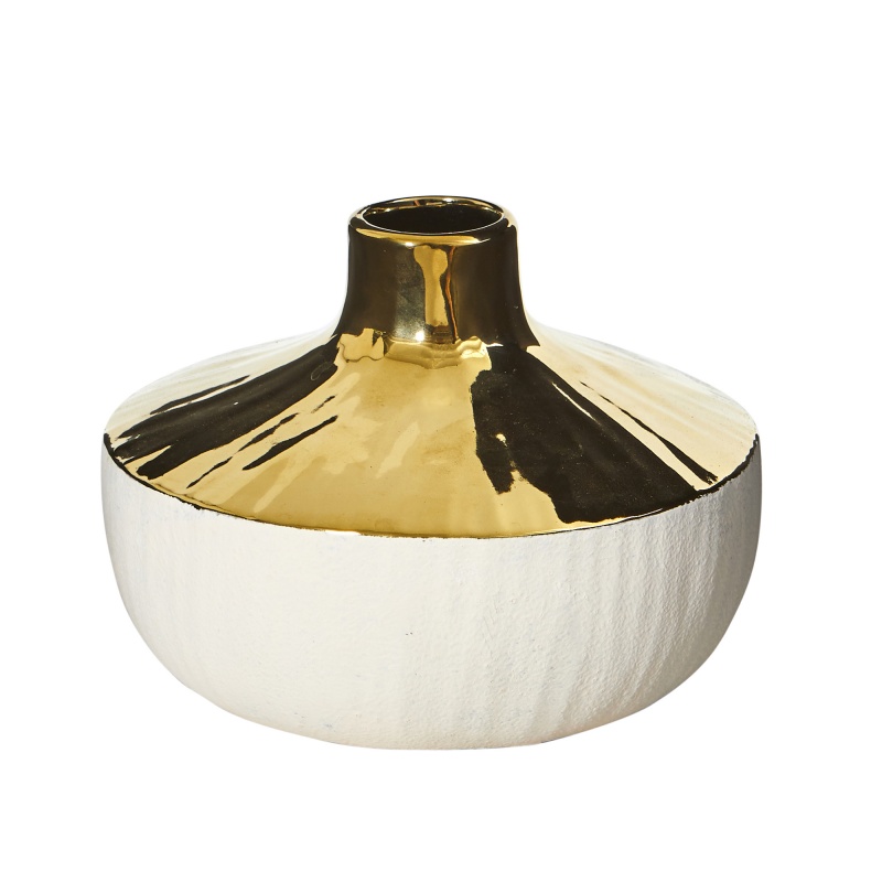 8” Elegance Ceramic Decorative Vase With Gold Accents