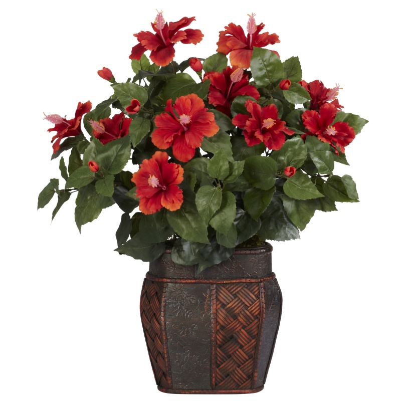 Hibiscus W/Vase Silk Plant