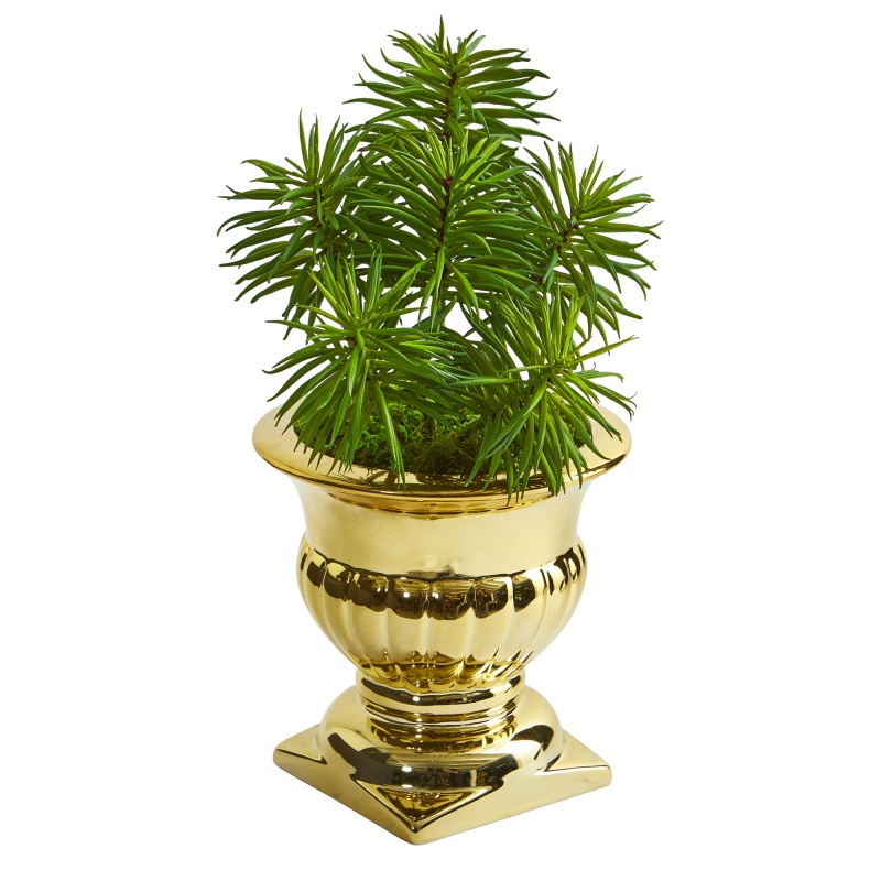 Spiky Succulent Artificial Plant In Gold Urn
