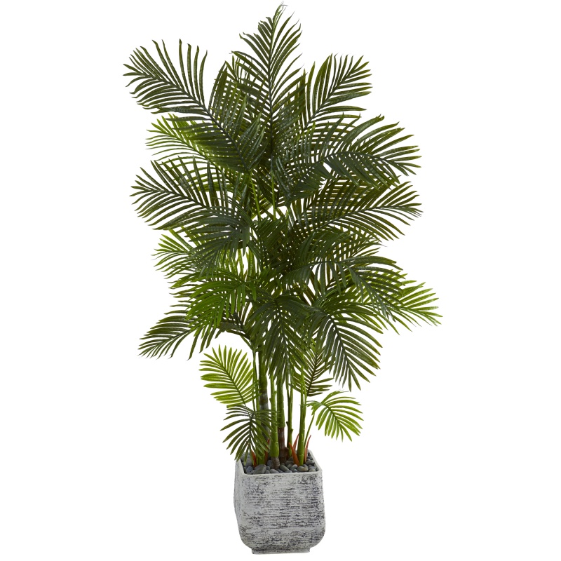 75” Areca Palm Artificial Tree In White Planter