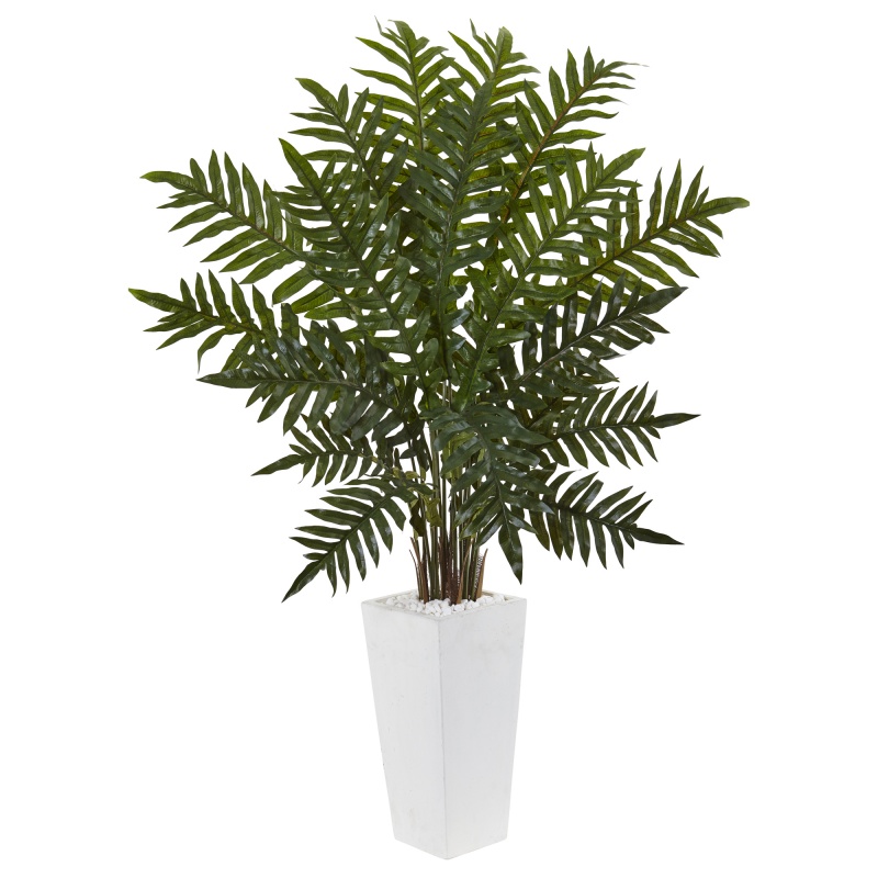 4.5’ Evergreen Plant In White Tower Planter