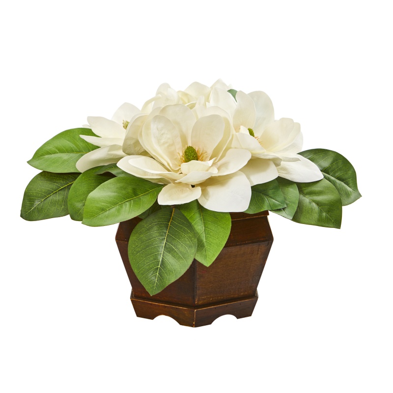 20” Magnolia Artificial Plant In Decorative Planter