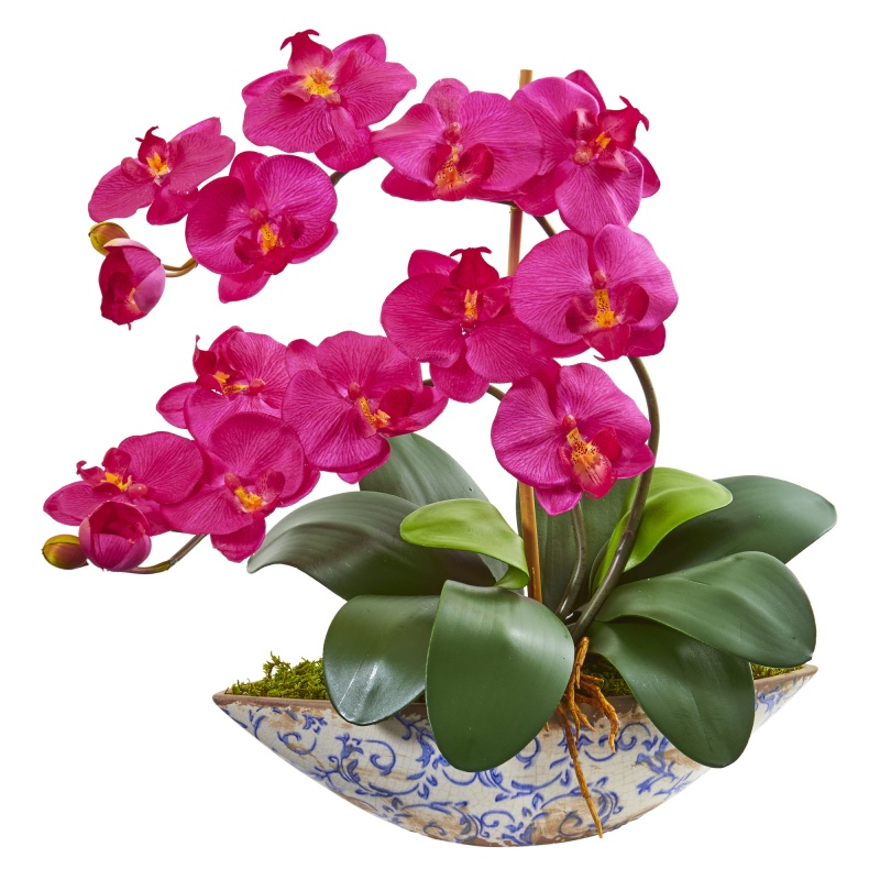 Phalaenopsis Orchid Artificial Arrangement In Vase