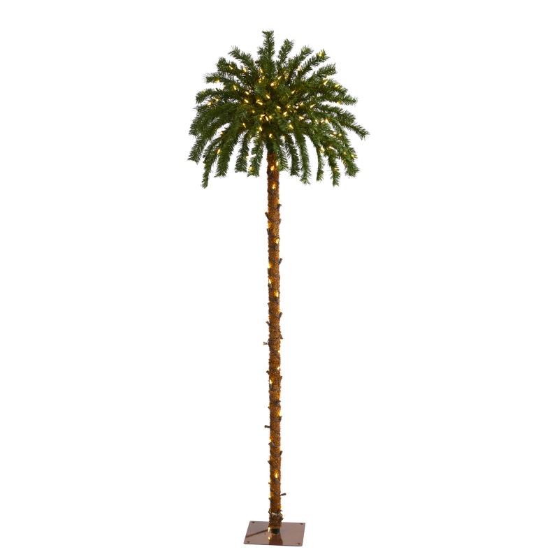 6’ Christmas Palm Artificial Tree With 200 Warm White Led Lights