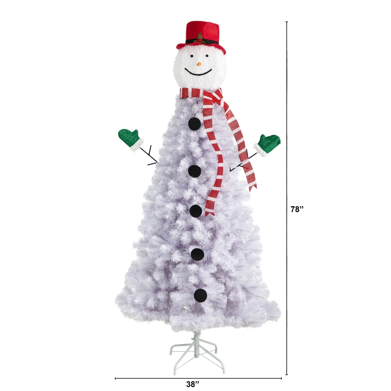 6.5’ Snowman Artificial Christmas Tree With 804 Bendable Branches