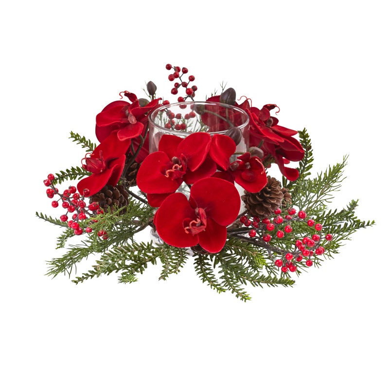Orchid, Berry & Pine Holiday Candelabrum