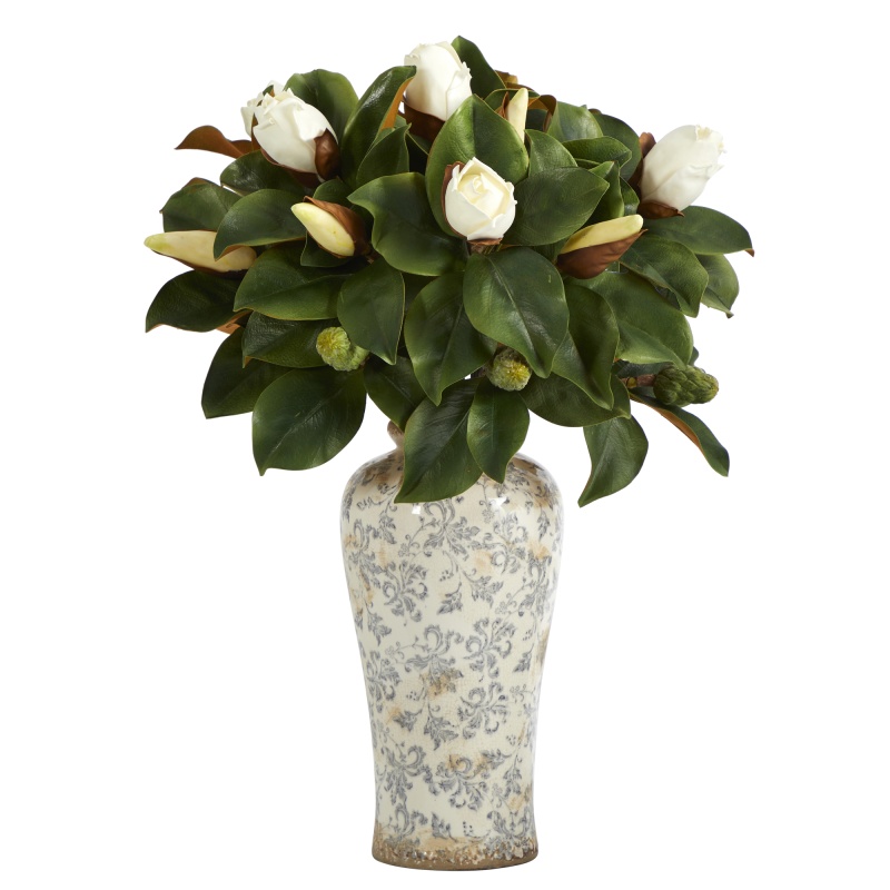 29” Magnolia Artificial Plant In Designer Planter